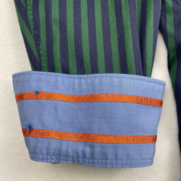 Robert Graham Long Sleeve Striped Button Down collared Shirt Green-XL - Picture 12 of 16